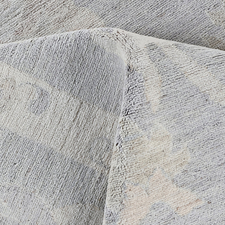 Light Grey Traditional Oushak Wool Rug - 9' x 11'9"