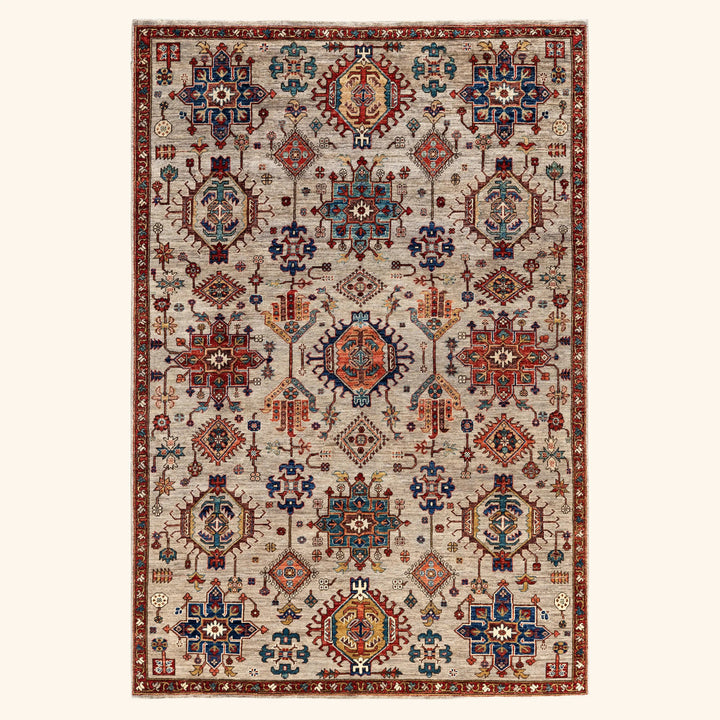 Grey Traditional Serapi Wool Rug - 5'11" x 8'10"