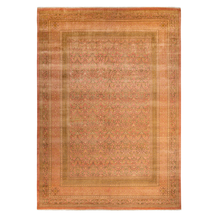 Pink Traditional Mogul Wool Rug - 10'2" x 14'2"