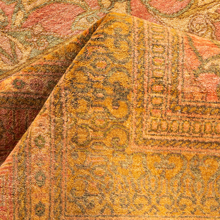 Pink Traditional Mogul Wool Rug - 10'2" x 14'2"