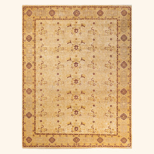 Ivory Traditional Mogul Wool Rug - 8'2" x 10'5"