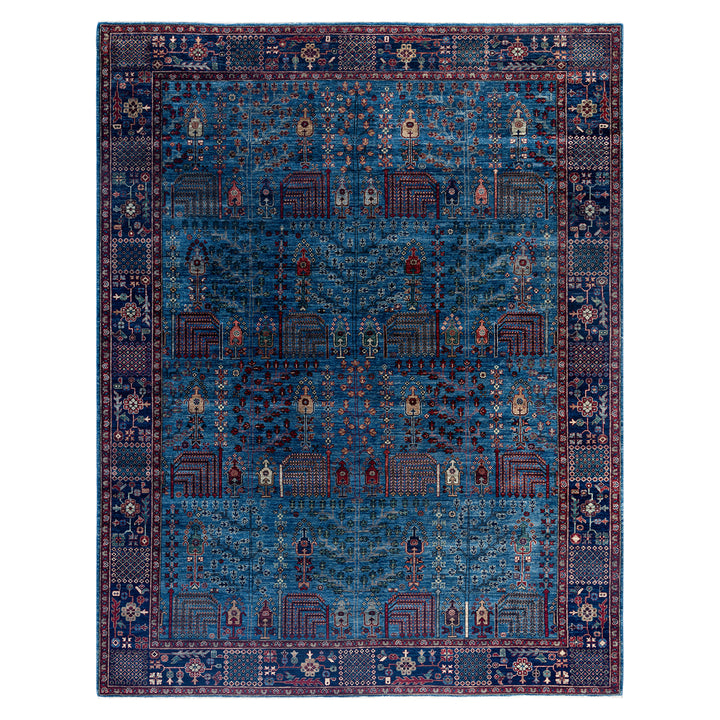 Light Blue Traditional Serapi Wool Rug - 9'3" x 11'10"