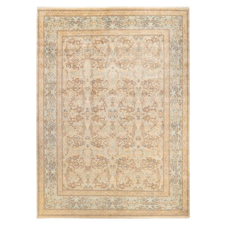 Ivory Traditional Mogul Wool Rug - 10'2" x 14'