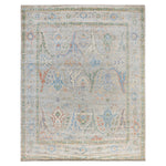 Light Grey Traditional Colorful Oushak Wool Rug - 8'1" x 9'11"
