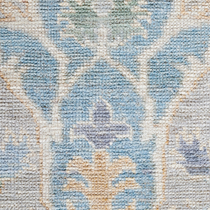 Light Grey Traditional Colorful Oushak Wool Rug - 8'1" x 9'11"