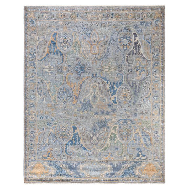 Grey Traditional Colorful Oushak Wool Rug - 8'1" x 9'11"