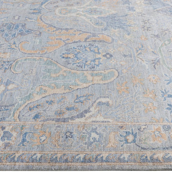 Grey Traditional Colorful Oushak Wool Rug - 8'1" x 9'11"