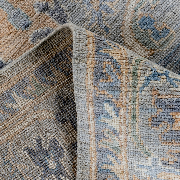 Grey Traditional Colorful Oushak Wool Rug - 8'1" x 9'11"