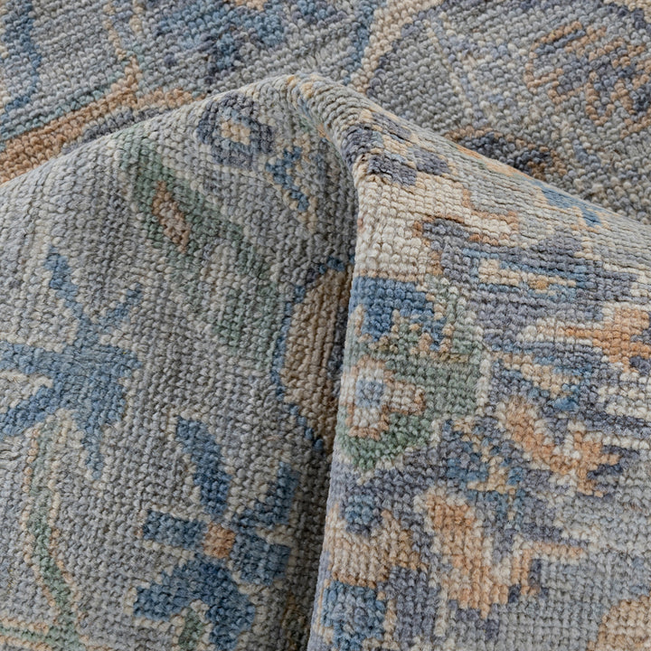 Grey Traditional Colorful Oushak Wool Rug - 8'1" x 9'11"