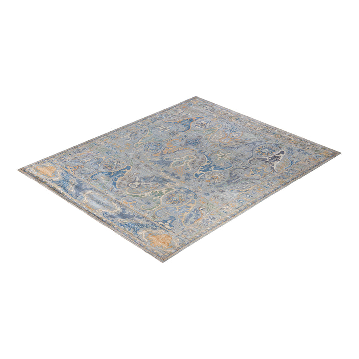 Grey Traditional Colorful Oushak Wool Rug - 8'1" x 9'11"