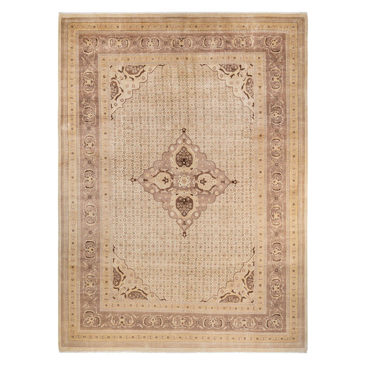 Ivory Traditional Mogul Wool Rug - 10'2" x 13'7"