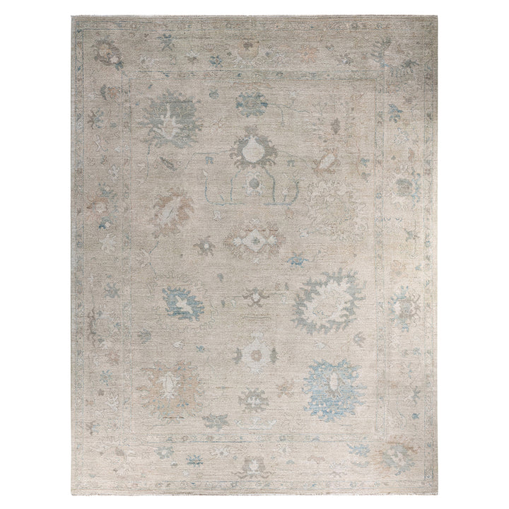 Ivory Traditional Oushak Wool Rug - 8'9" x 11'7"