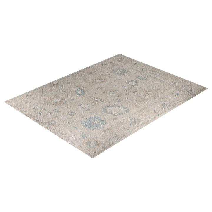Ivory Traditional Oushak Wool Rug - 8'9" x 11'7"