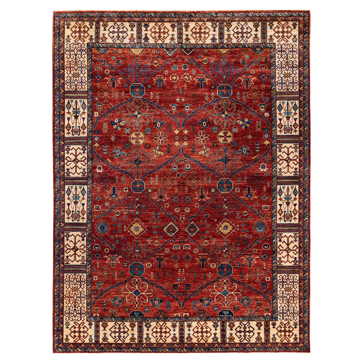Red Traditional Serapi Wool Rug - 9' x 12'