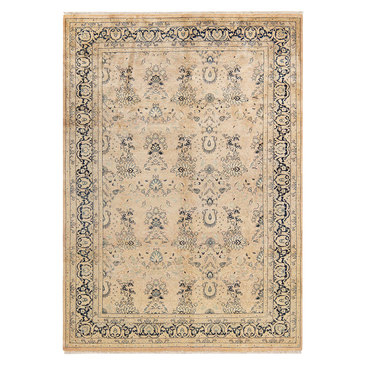 Beige Traditional Mogul Wool Rug - 6'3" x 8'9"