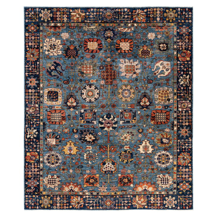 Light Blue Traditional Serapi Wool Rug - 8' x 9'8"