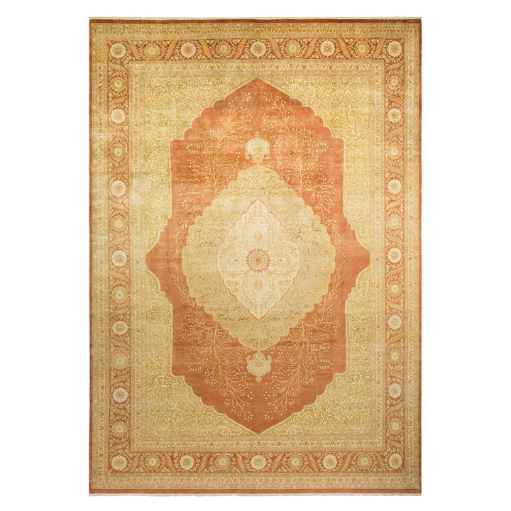 Brown Traditional Mogul Wool Rug - 10'3" x 14'3"
