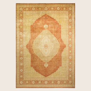 Brown Traditional Mogul Wool Rug - 10'3" x 14'3"