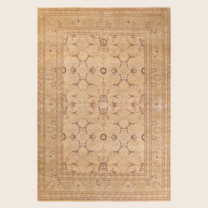 Beige Traditional Mogul Wool Rug - 6'2" x 8'10"