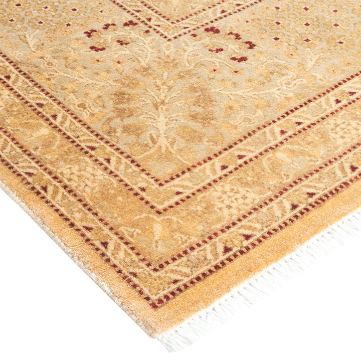 Beige Traditional Mogul Wool Rug - 6'2" x 8'10"