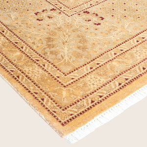 Beige Traditional Mogul Wool Rug - 6'2" x 8'10" - hover