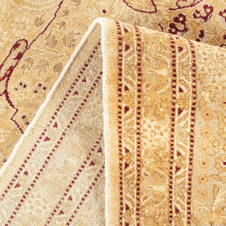 Beige Traditional Mogul Wool Rug - 6'2" x 8'10"