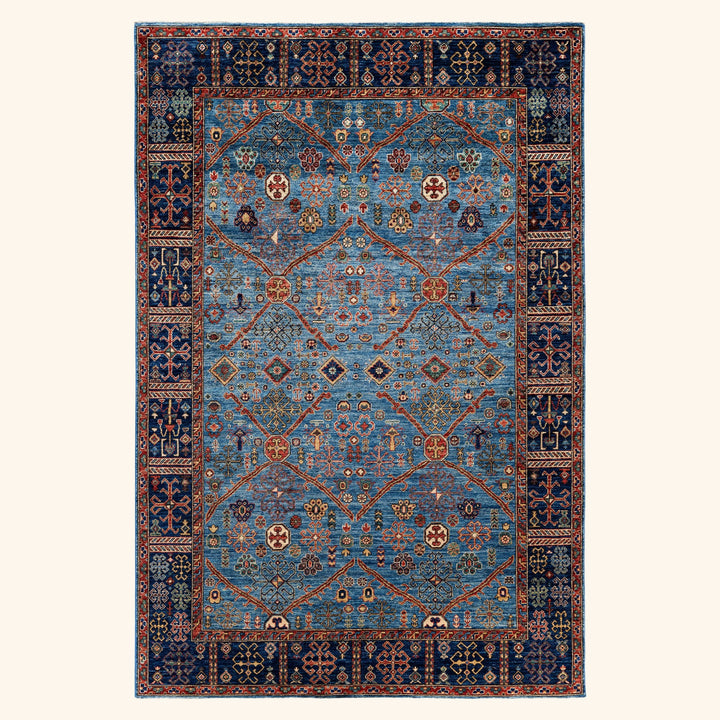 Light Blue Traditional Serapi Wool Rug - 5'11" x 8'11"