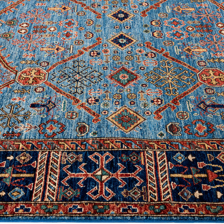 Light Blue Traditional Serapi Wool Rug - 5'11" x 8'11"