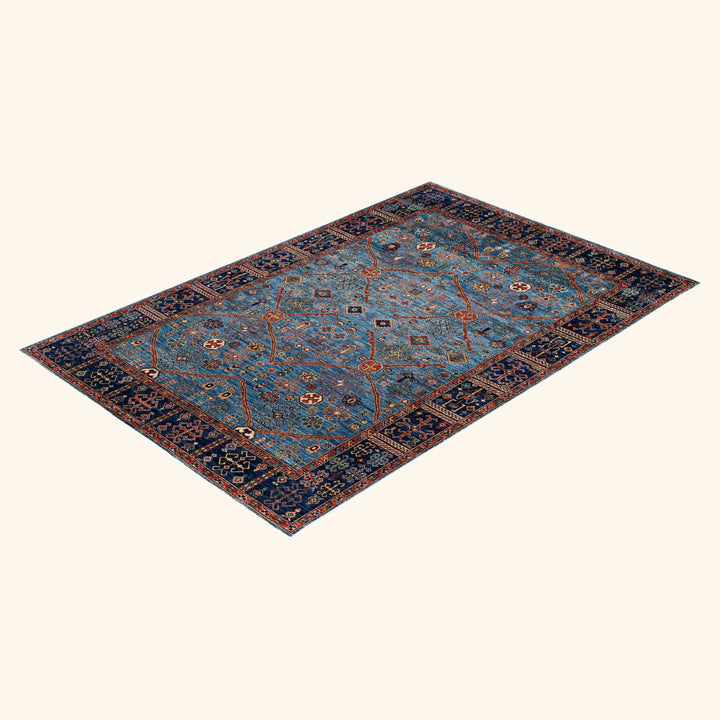 Light Blue Traditional Serapi Wool Rug - 5'11" x 8'11"