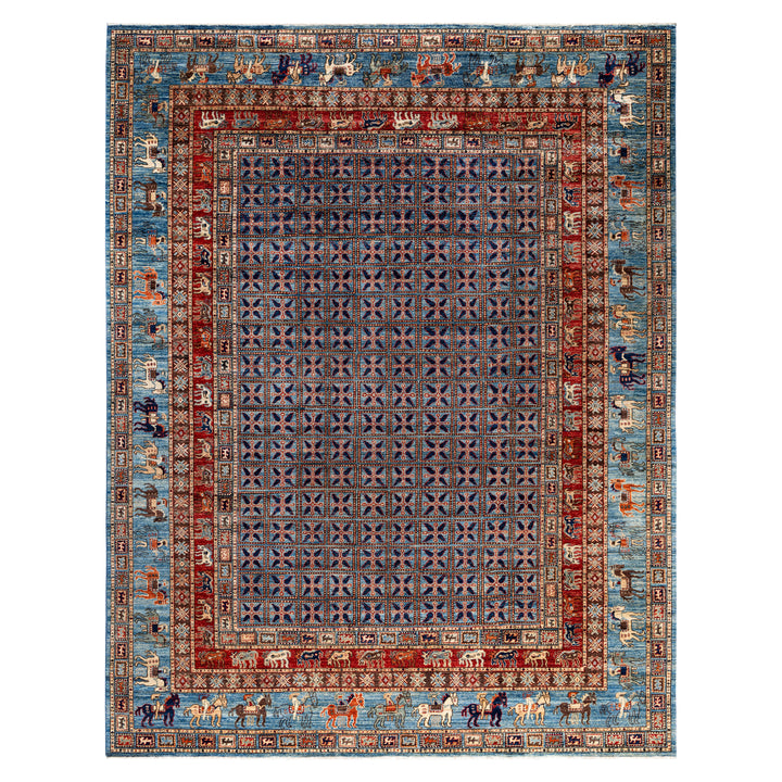 Light Blue Traditional Serapi Wool Rug - 9'1" x 11'8"