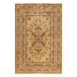 Yellow Traditional Mogul Wool Rug - 6'1" x 9'5"