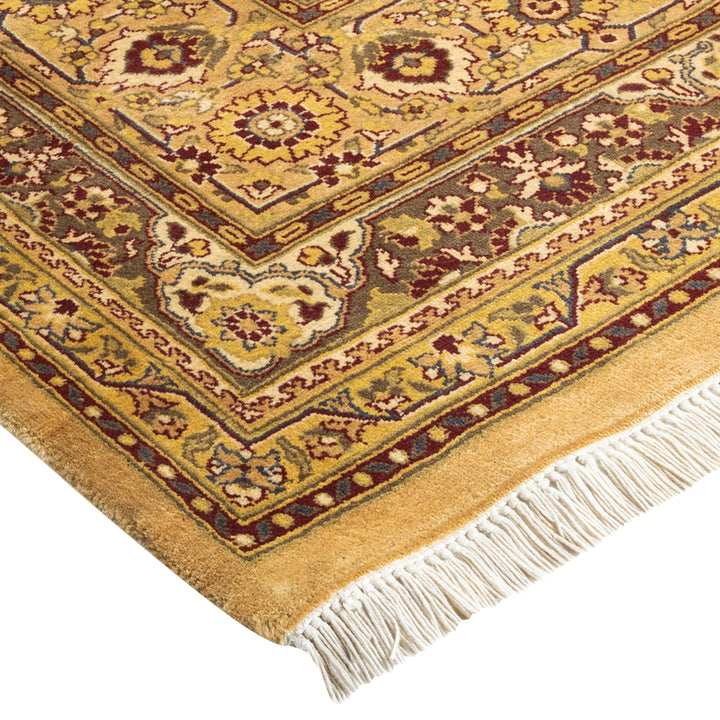 Yellow Traditional Mogul Wool Rug - 6'1" x 9'5"