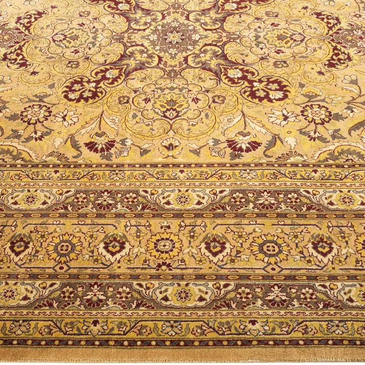 Yellow Traditional Mogul Wool Rug - 6'1" x 9'5"