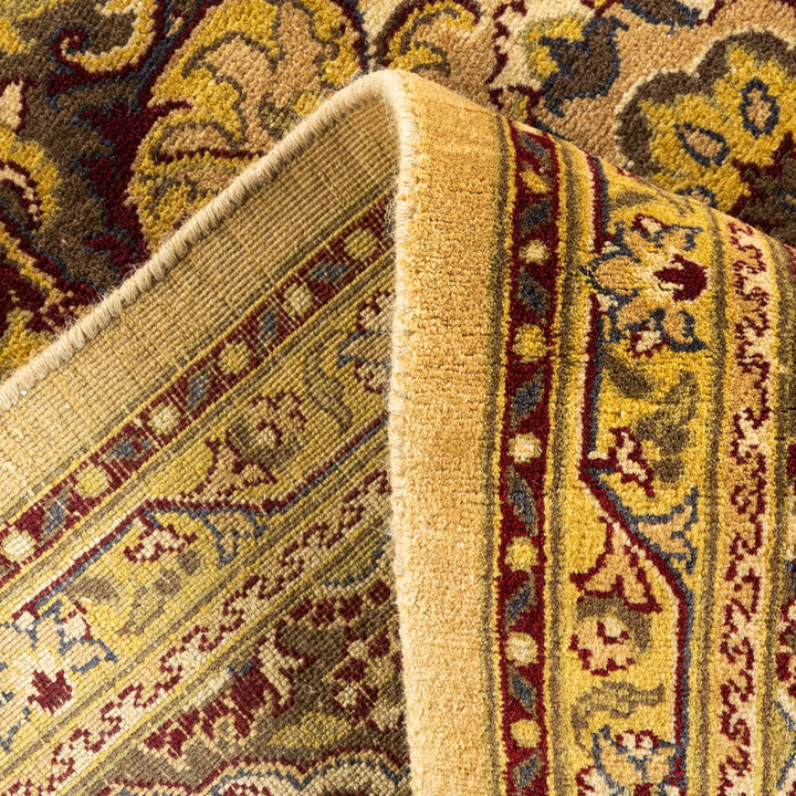 Yellow Traditional Mogul Wool Rug - 6'1" x 9'5"