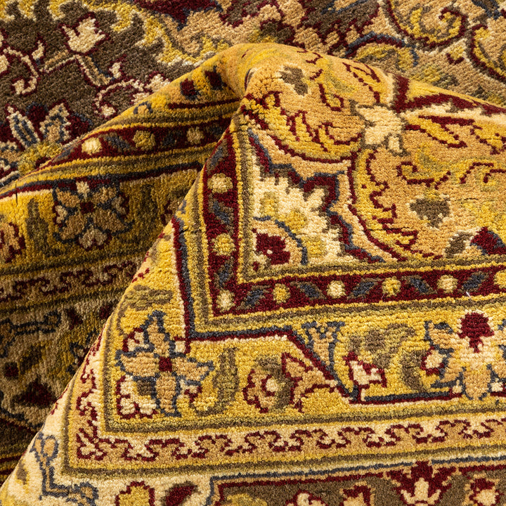 Yellow Traditional Mogul Wool Rug - 6'1" x 9'5"