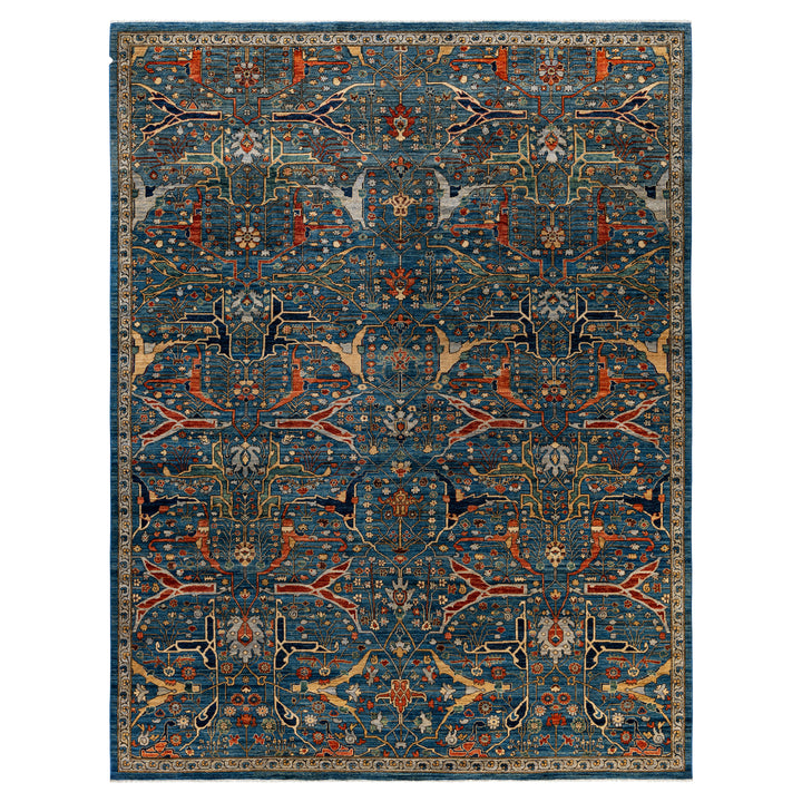Light Blue Traditional Serapi Wool Rug - 9' x 11'9"
