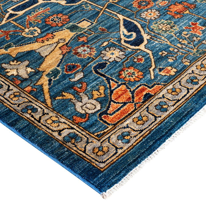 Light Blue Traditional Serapi Wool Rug - 9' x 11'9"