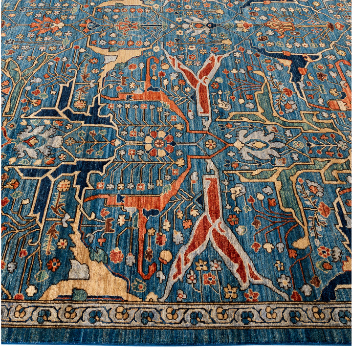Light Blue Traditional Serapi Wool Rug - 9' x 11'9"