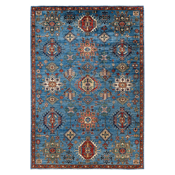 Light Blue Traditional Serapi Wool Rug - 6' x 8'11"