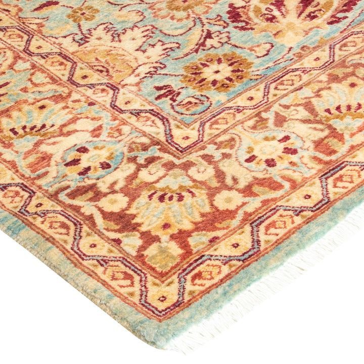 Light Blue Traditional Mogul Wool Rug - 4'1" x 5'10"
