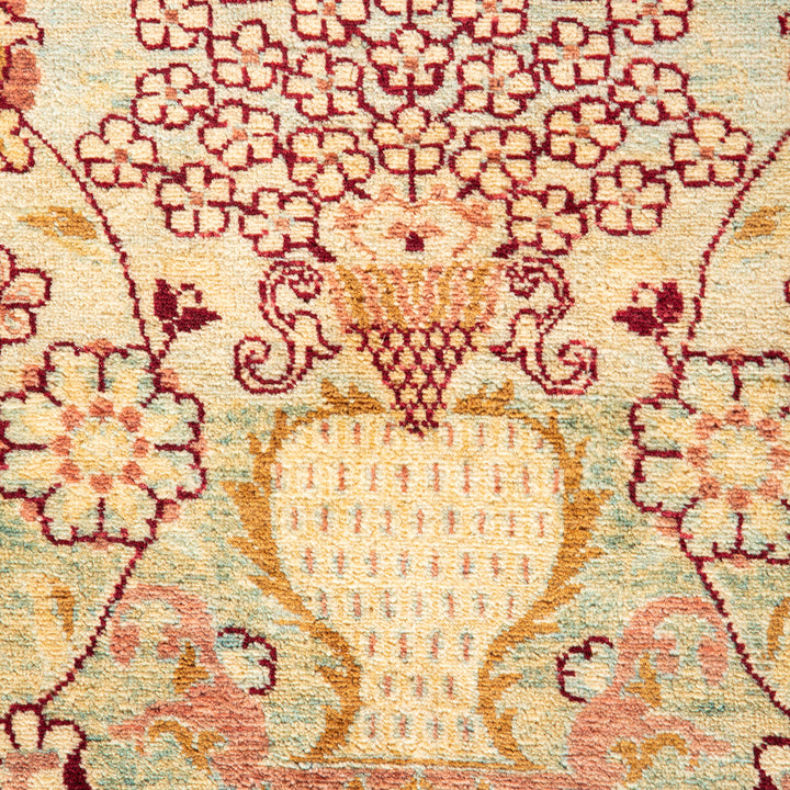 Light Blue Traditional Mogul Wool Rug - 4'1" x 5'10"