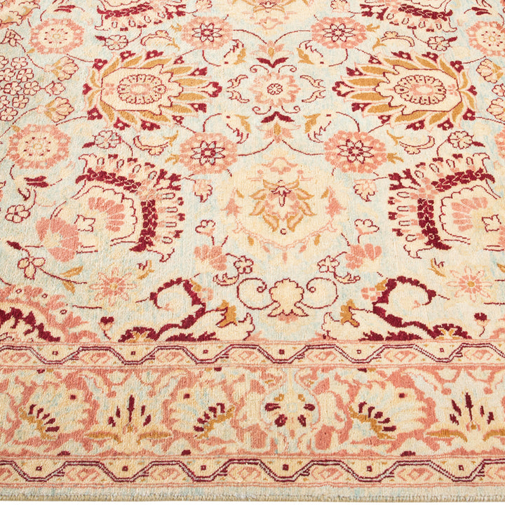 Light Blue Traditional Mogul Wool Rug - 4'1" x 5'10"