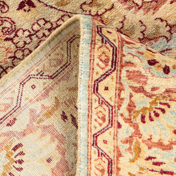 Light Blue Traditional Mogul Wool Rug - 4'1" x 5'10"