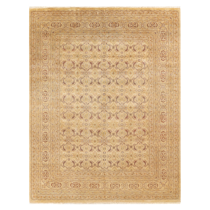 Yellow Traditional Mogul Wool Rug - 8'3" x 10'4"