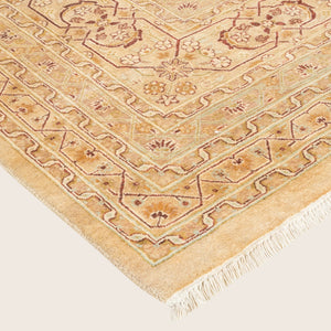 Yellow Traditional Mogul Wool Rug - 8'3" x 10'4" - hover