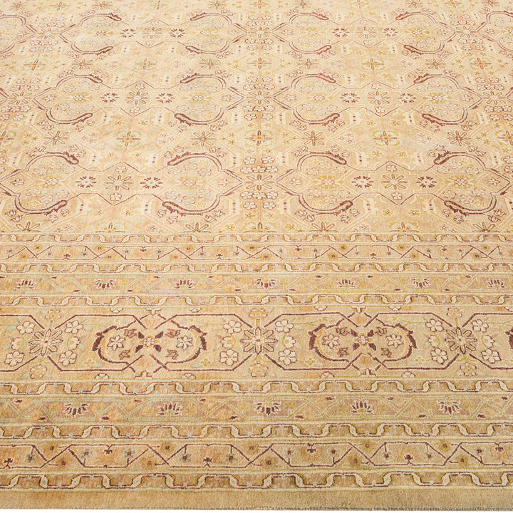 Yellow Traditional Mogul Wool Rug - 8'3" x 10'4"