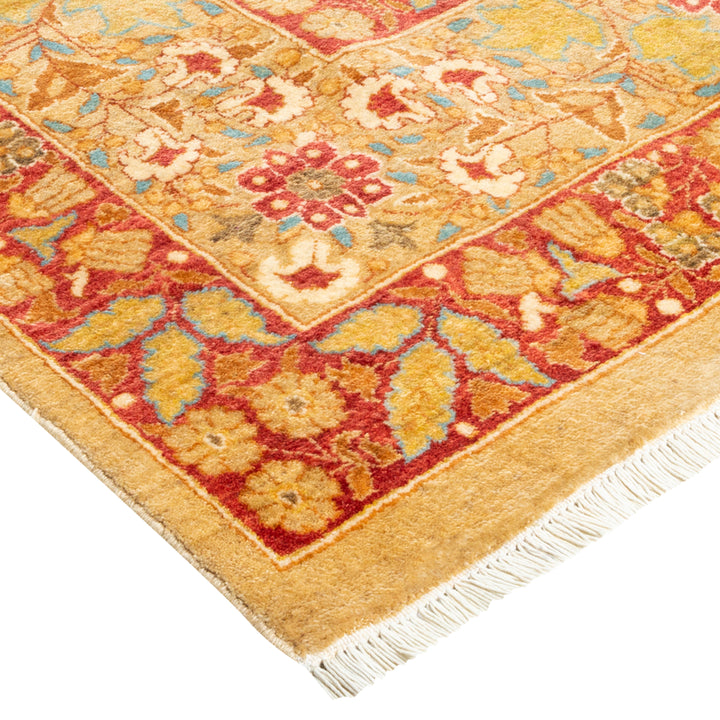 Yellow Traditional Mogul Wool Rug - 9'1" x 12'8"