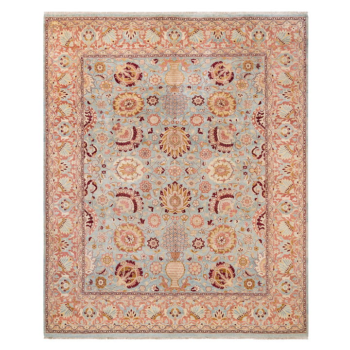 Light Blue Traditional Mogul Wool Rug - 8'1" x 9'10"