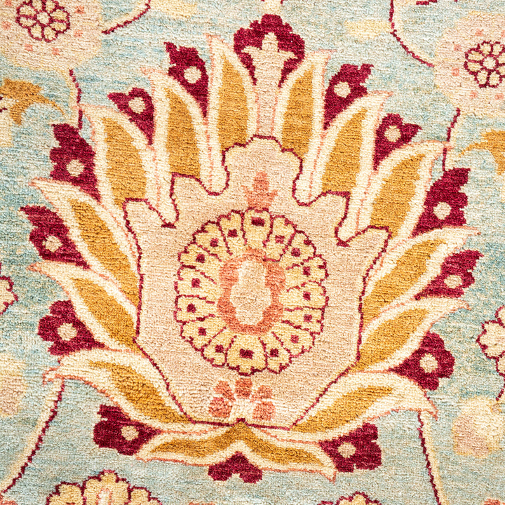 Light Blue Traditional Mogul Wool Rug - 8'1" x 9'10"