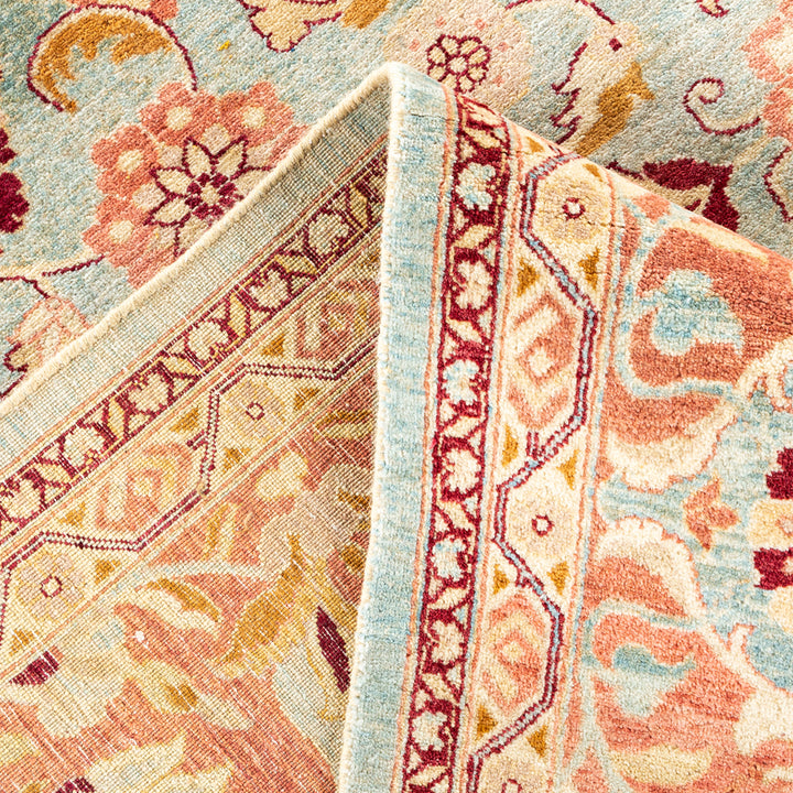 Light Blue Traditional Mogul Wool Rug - 8'1" x 9'10"